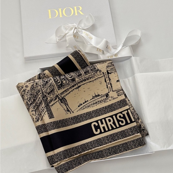 NEW Dior Plan De Paris Silk Scarf 90x90